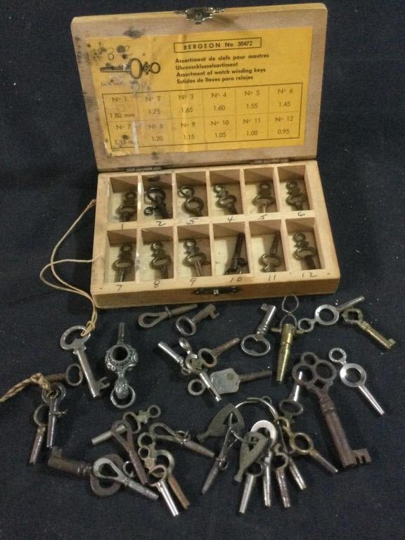 Lot 83: Vintage Bergeon Pocket  Watch Key Assortment