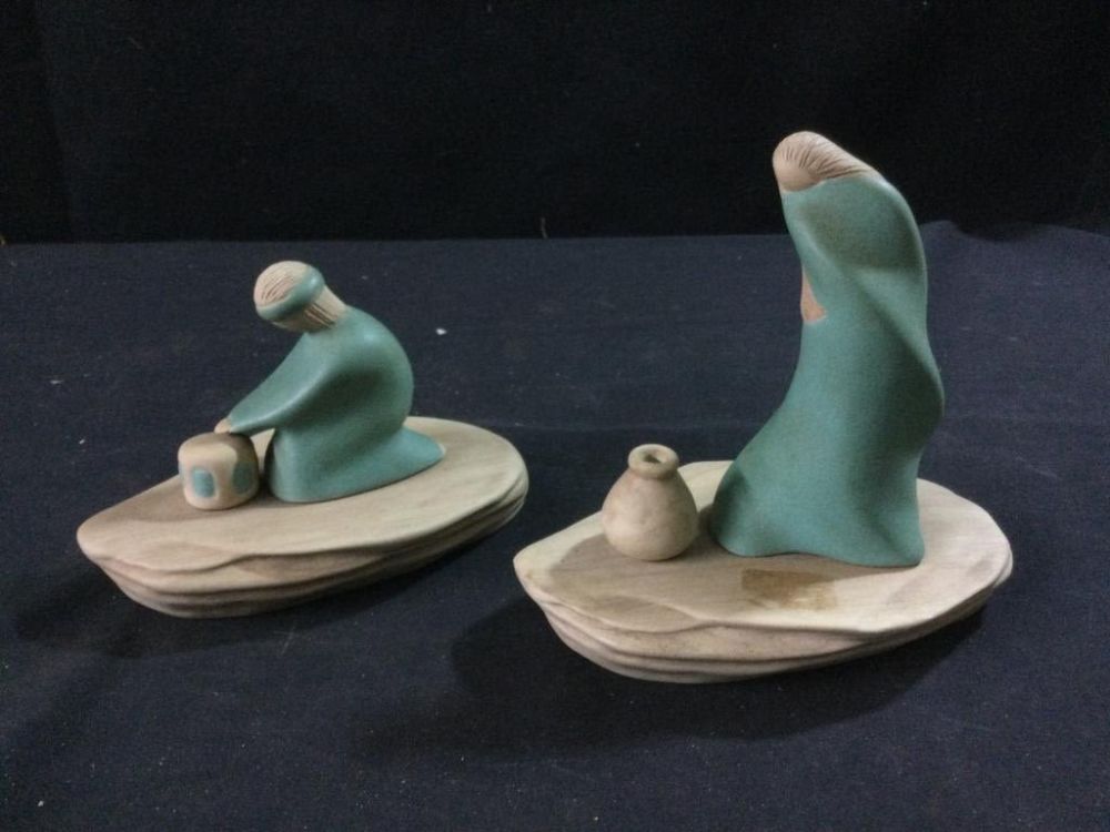 Lot 86: Navajo Pottery Jack Black Statues "Signed"