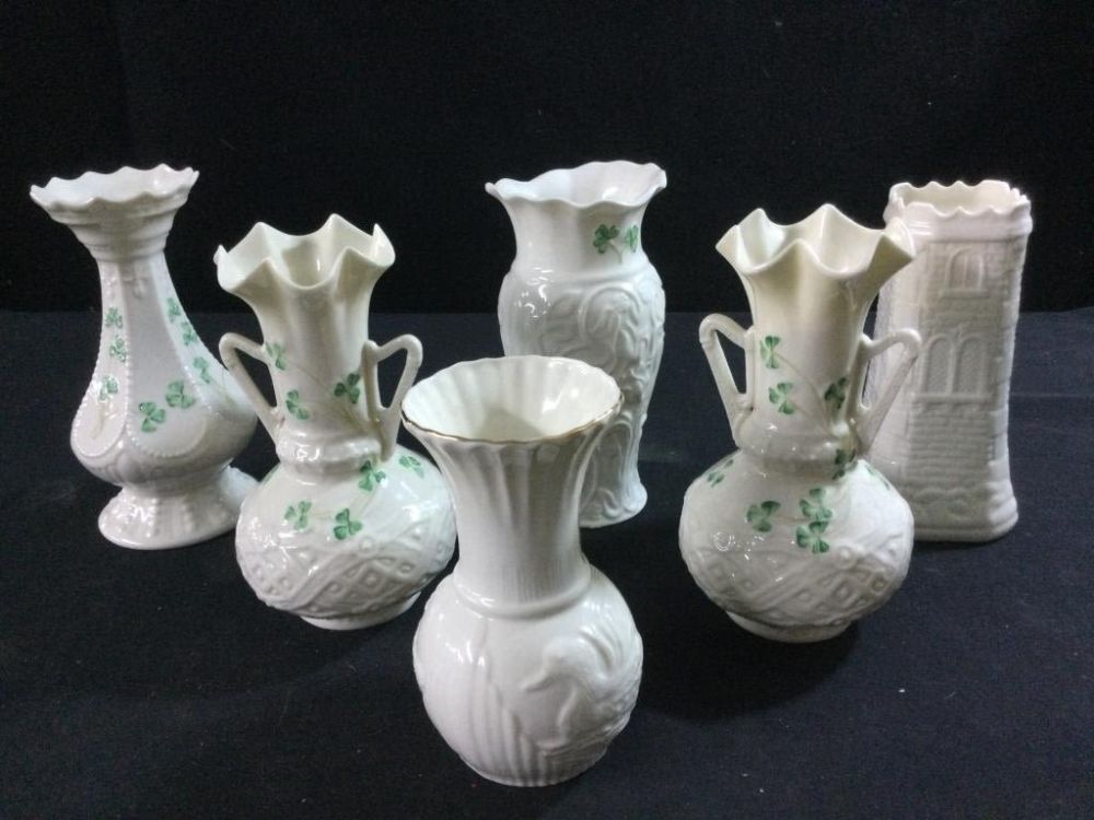 Lot 112: Belleek Vases