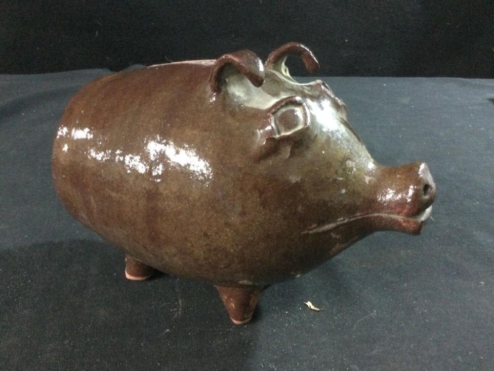 Lot 134: Fork Art Pottery "Signed" Pig Bank