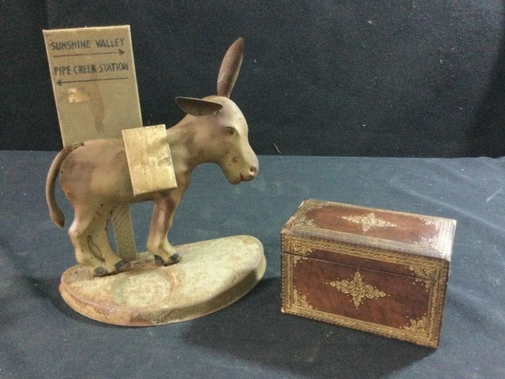Lot 147: Early Holder & wood box for Cigarettes