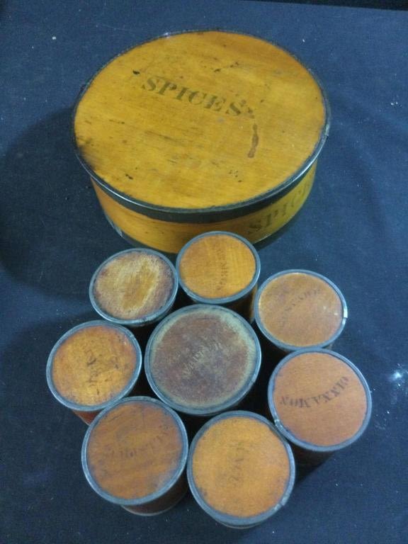 Lot 216: Early Original 1838 Round Wooden Shaker Type Spice