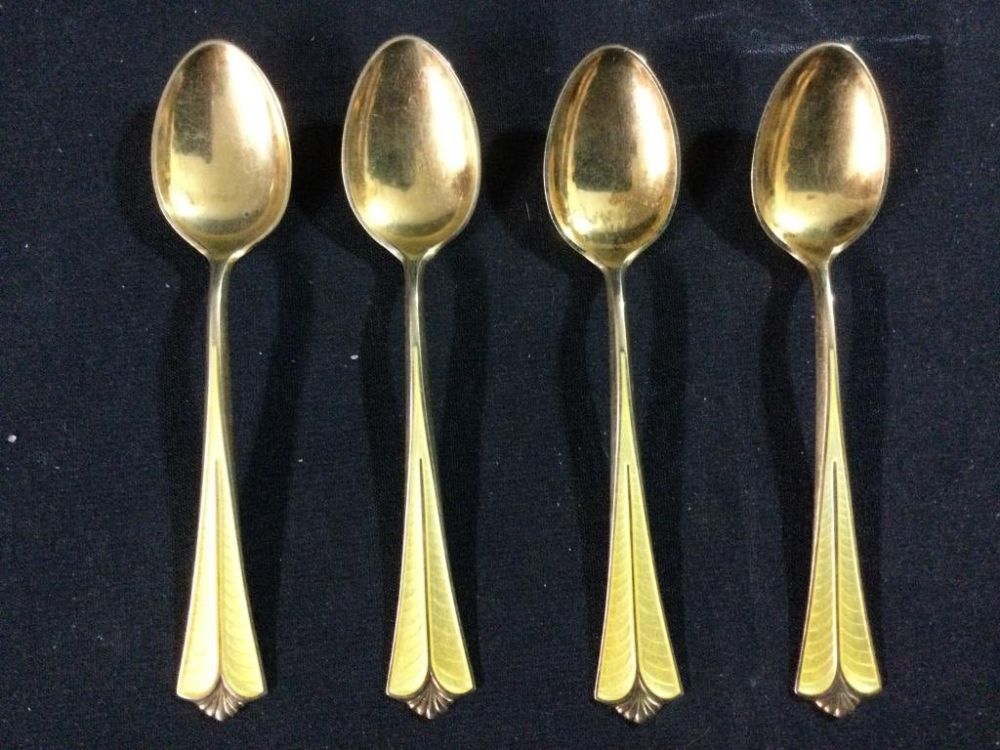 Lot 260: David Anderson Gold Gilted Sterling Spoons