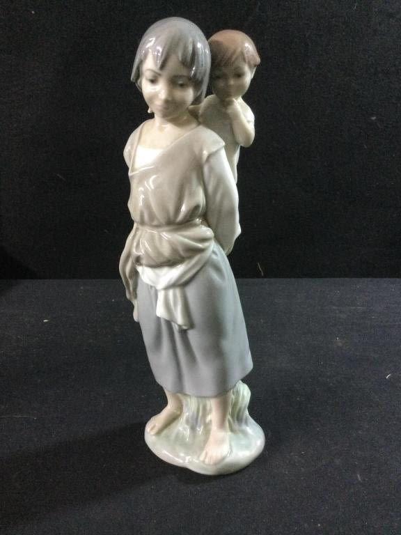 Lot 272: Lladro Gypsy Girl w/Boy riding Piggyback
