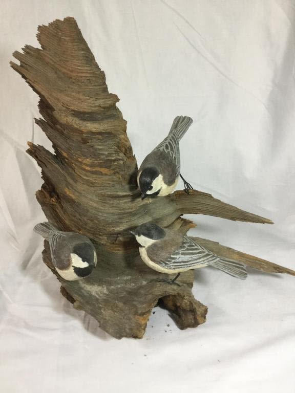 Lot 11: Carved Wood Sparrows