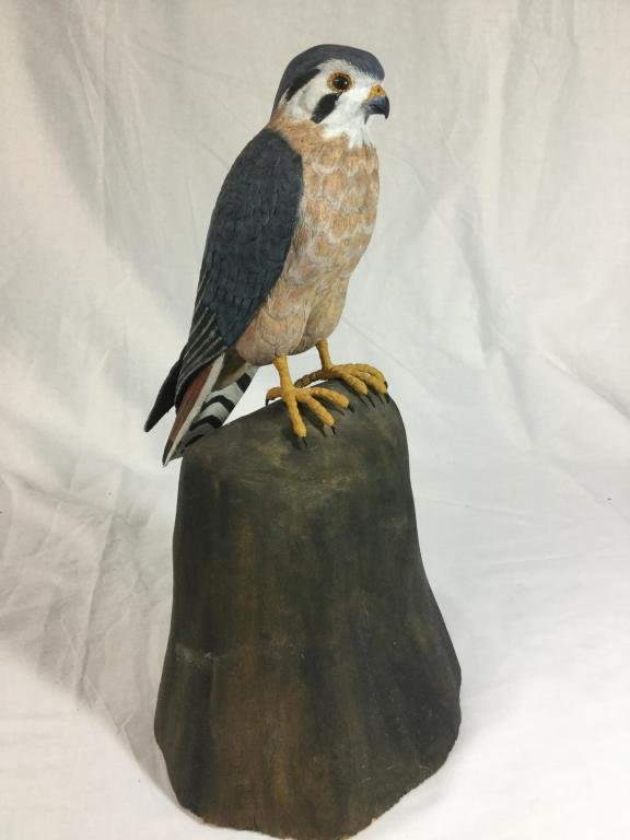 Lot 40: American Kestrel Wood Carving
