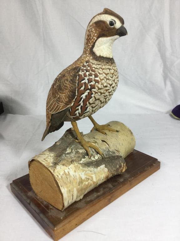 Lot 67: Carved Wood Quail Statue