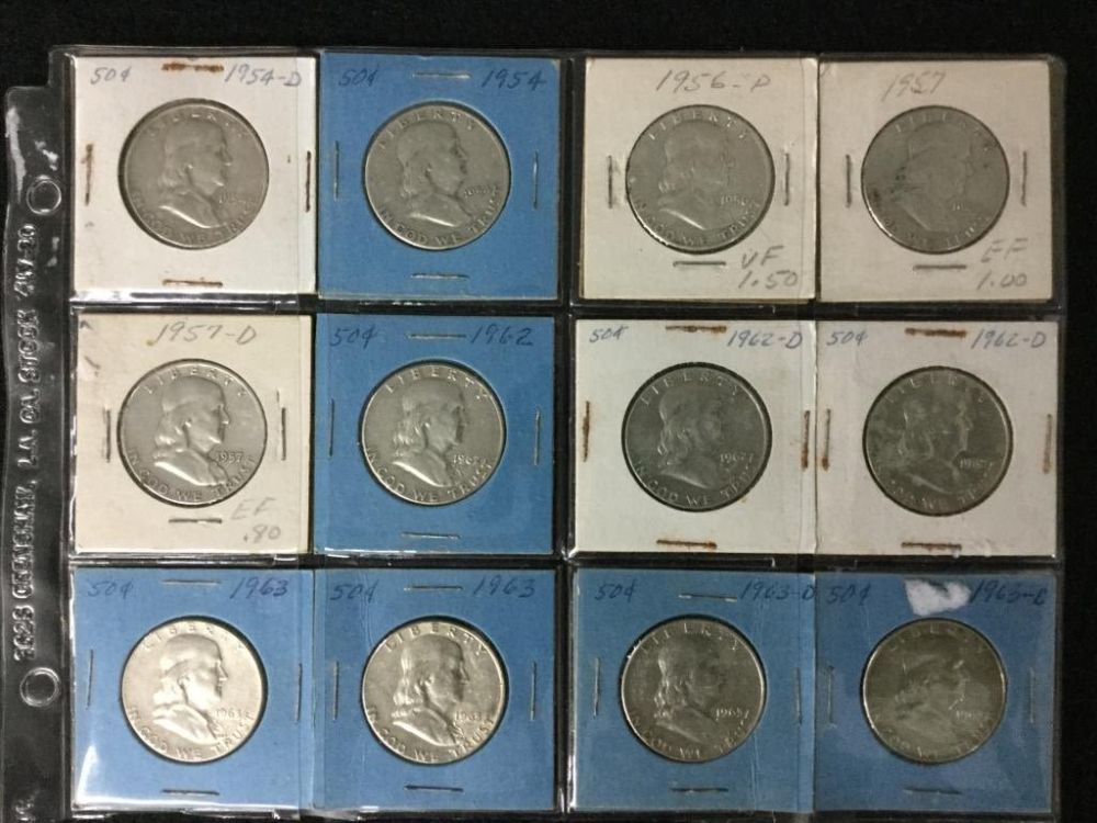 Lot 111: Silver Franklin Half Dollars