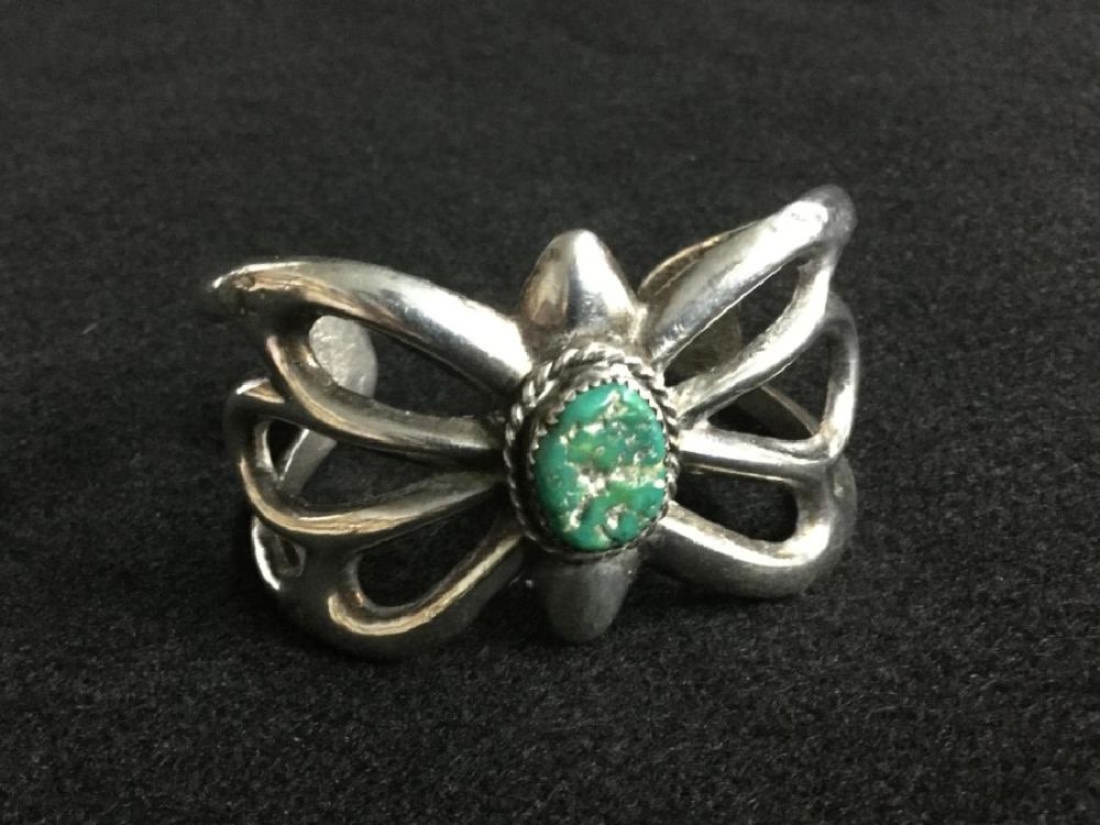 Lot 85: Sterling Cuff Bracelet with Turquoise