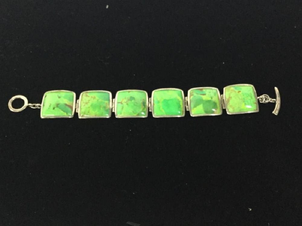 Lot 8: Barse Silver Bracelet with Lime Turquoise