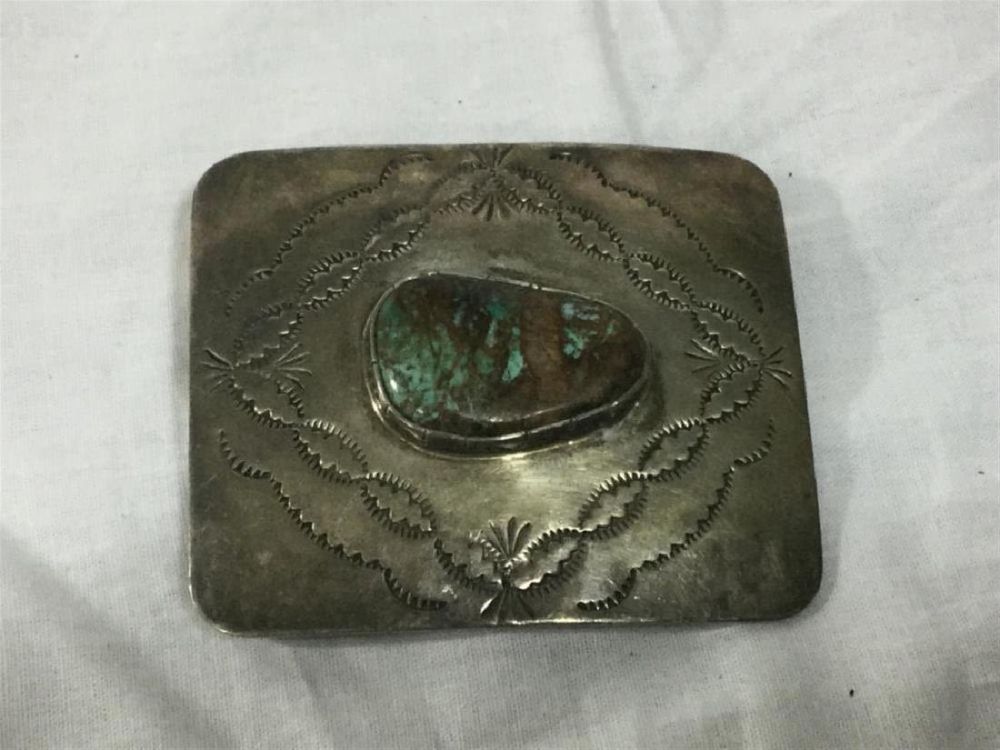 Lot 42: Sterling Indian Belt Buckle