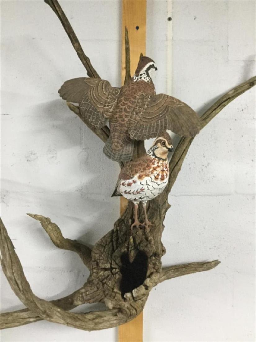 Lot 122: Quails on driftwood
