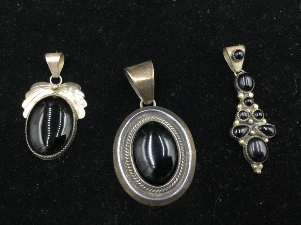 Lot 158: Sterling  Pendants w/Onyx