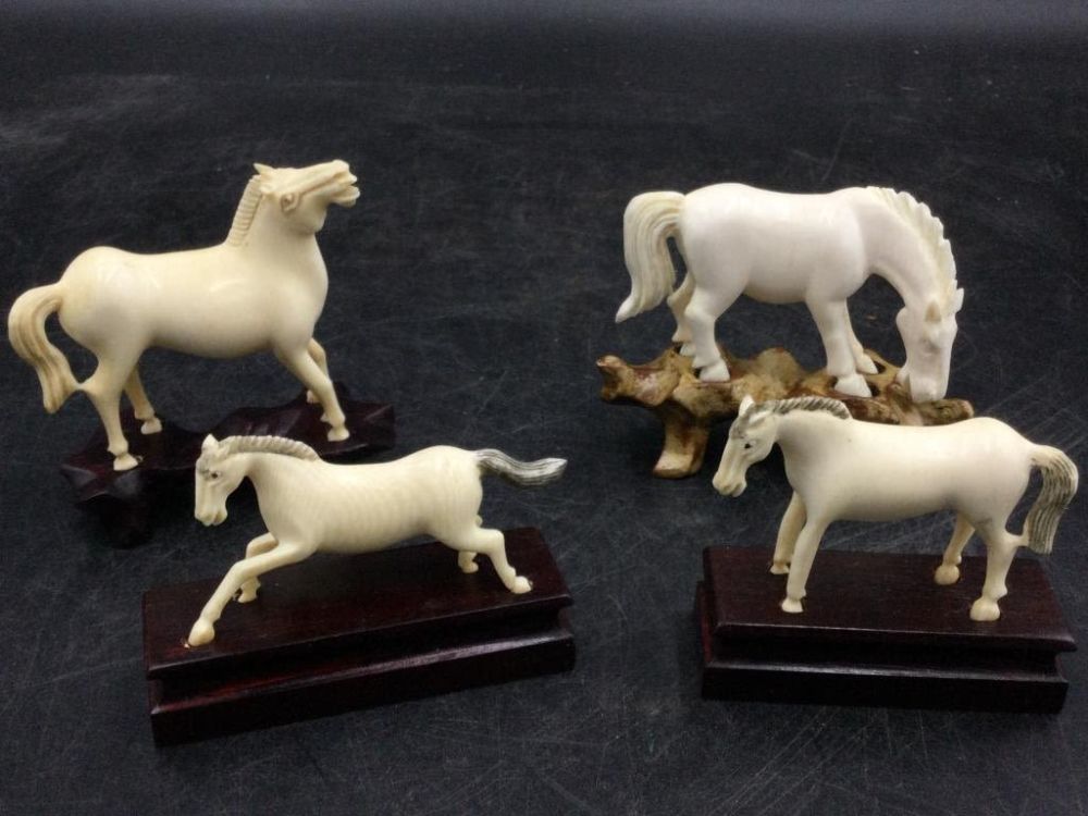 Lot 166: Vintage Carved  Horses w/Base