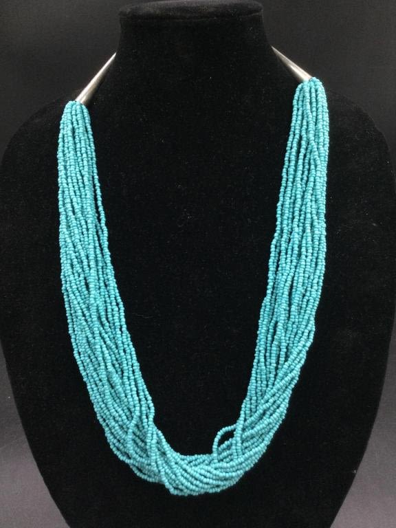 Lot 199: Turquoise Multi Strand with Sterling Clasp