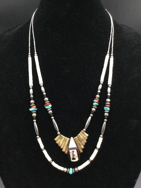 Lot 218: Sterling and Bead Necklace
