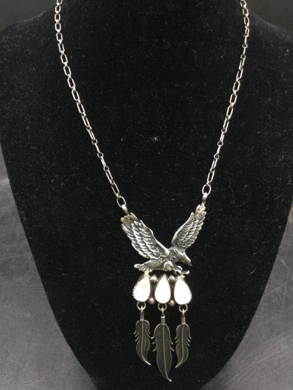 Lot 151: Native American Sterling Necklace w/Pendant