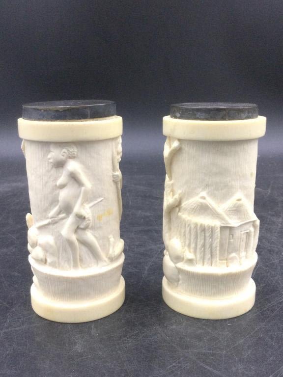 Lot 159: Carved Salt & Pepper
