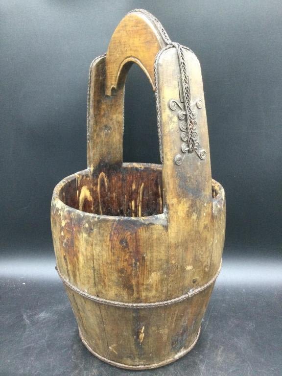 Lot 209: Vintage Rustic Wood Water Bucket