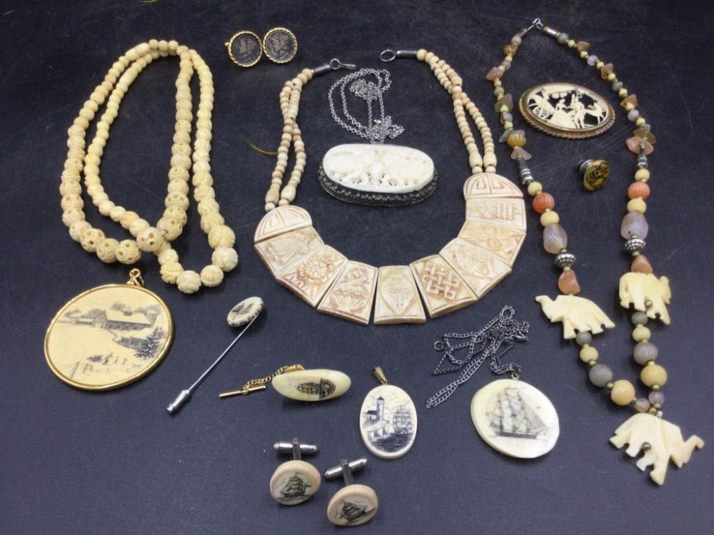 Lot 254: Carved Jewelry Lot
