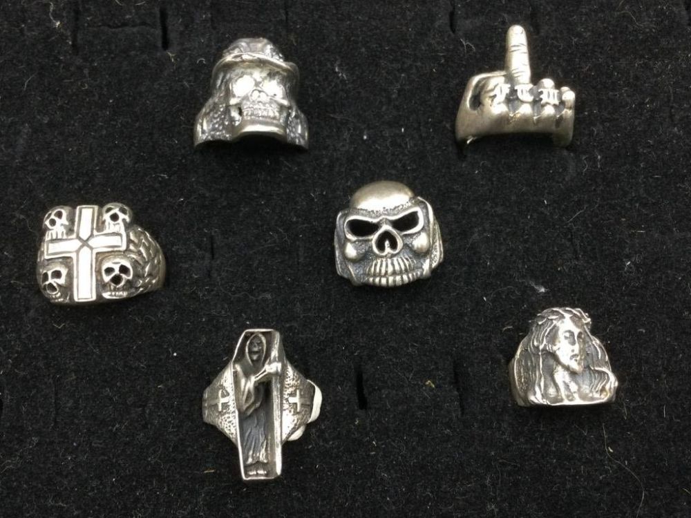 Lot 260: Sterling Skull Rings