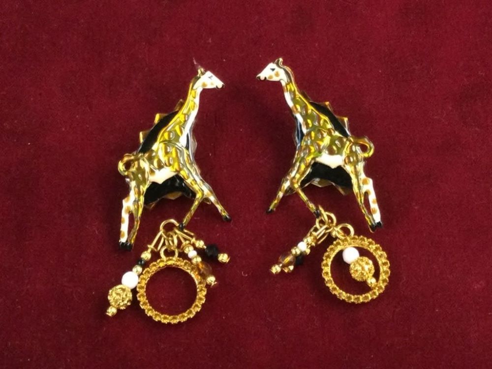 Lot 206: Lunch at the Ritz Gingerbread Giraffe Earrings