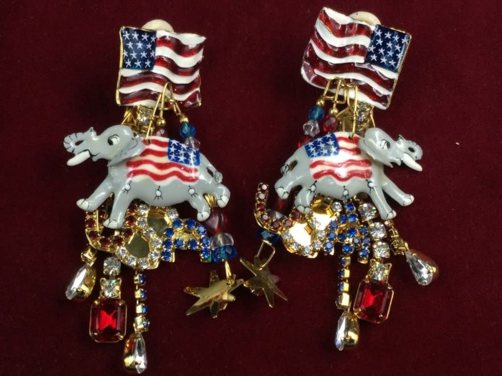 Lot 207: Lunch at Ritz Patriotic Earrings
