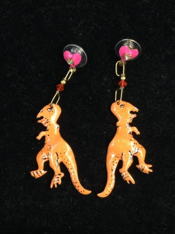 Lot 253: Lunch at the Ritz Earrings "Tyrannosaurus Rex  90"