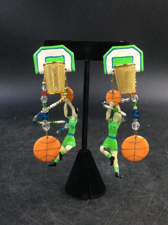 Lot 255: Lunch at the Ritz Basketball Earrings