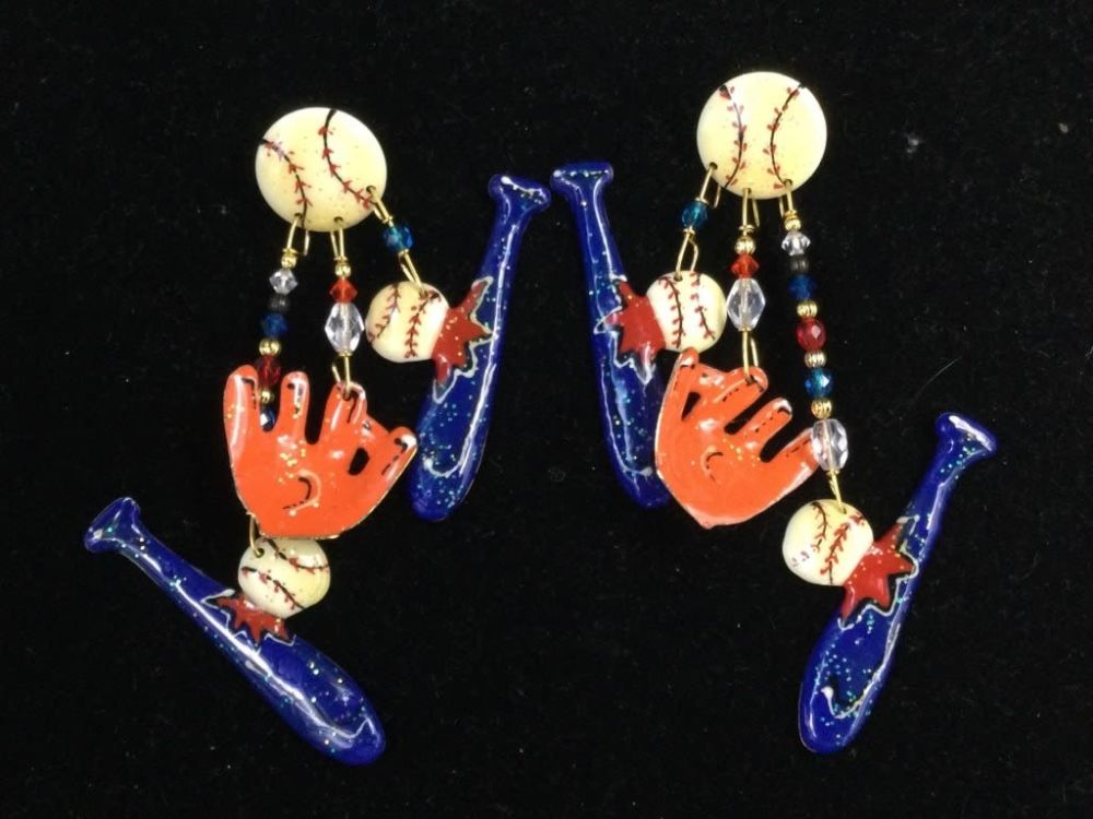 Lot 257: Lunch at the Ritz Baseball Earrings