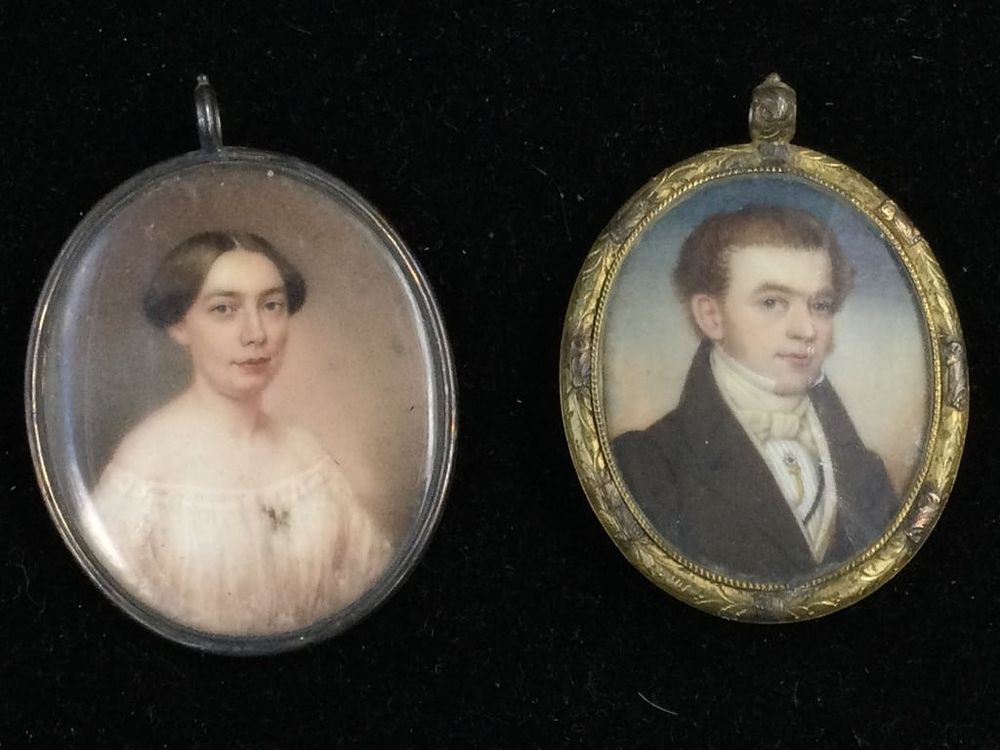 Lot 229: Vintage Victorian Mourning Portraits in Frames