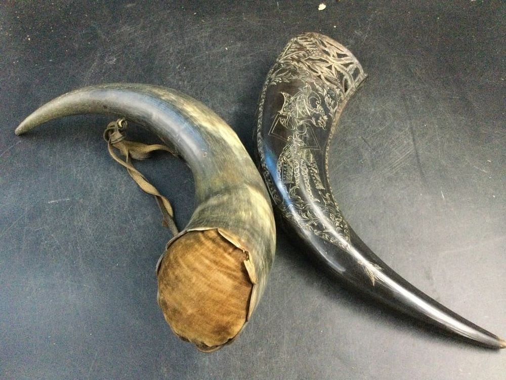 Lot 251: Carved Ox Horns