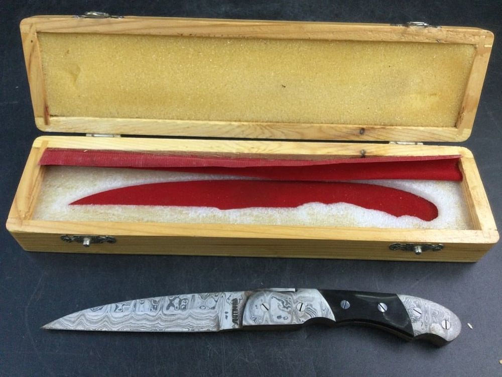 Lot 268: Soutord Damascus Steel Knife with Box