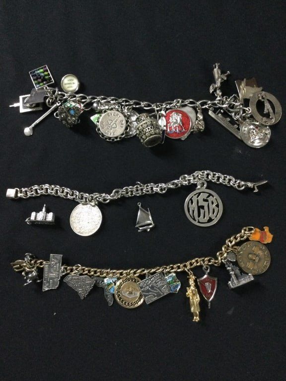 Lot 316: Vintage Sterling Charm Bracelets