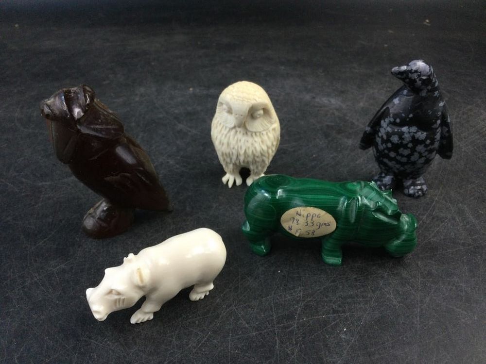 Lot 333: Carved Animals with Malachite & More