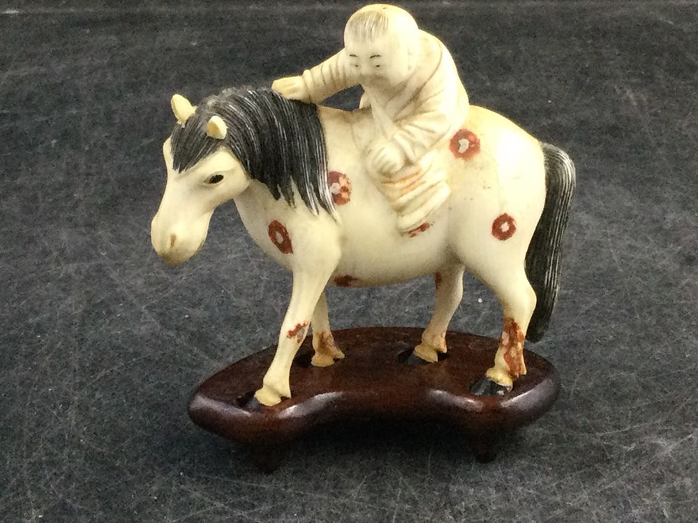 Lot 151: Vintage Carved Ivory Man on Horse