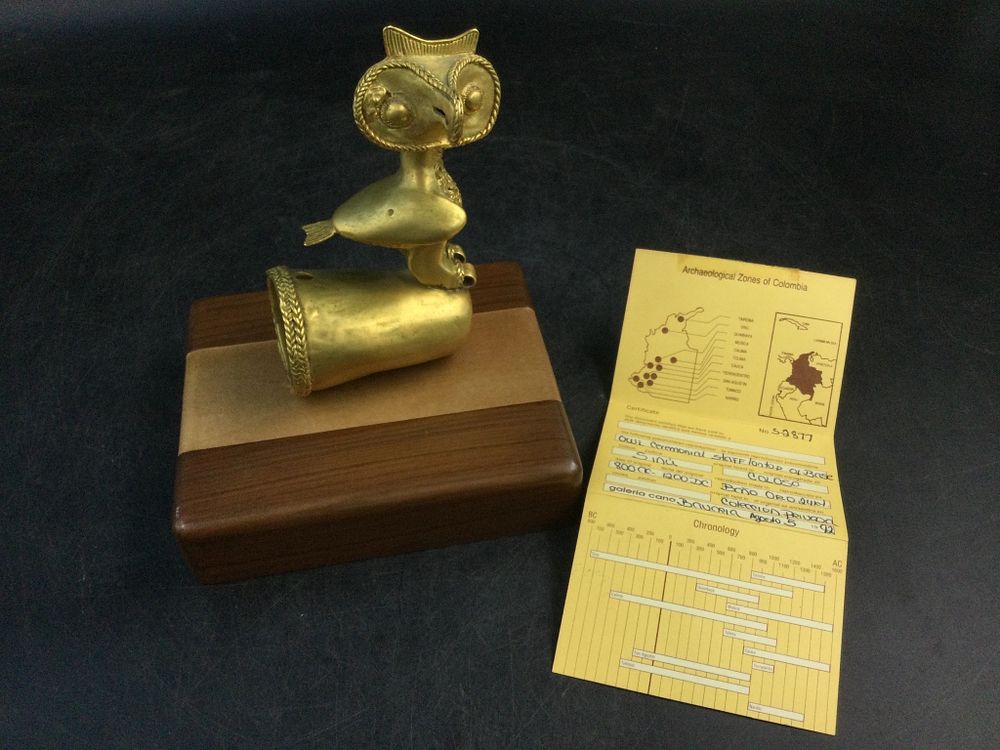 Lot 224: Owl Ceremonial Staff on top of Base