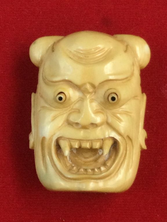 Lot 231: Carved Ivory Popping Eyes Daruma Nesuke