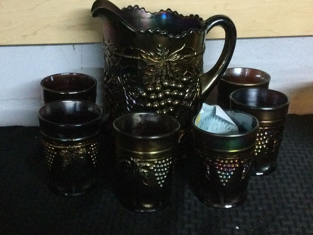 Lot 233: Northwood Carnival Grape Pitcher and Cups