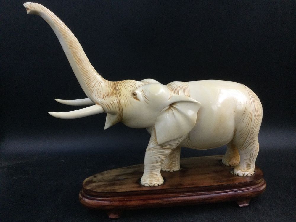 Lot 273: Large Carved Ivory Elephant