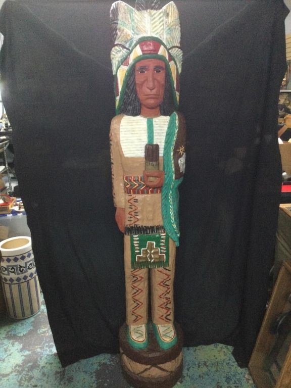 Lot 286: Carved Cigar Store Indian "Signed"