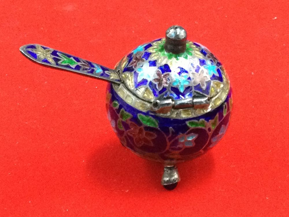Lot 152: Silver and Enamel Salt Cellar