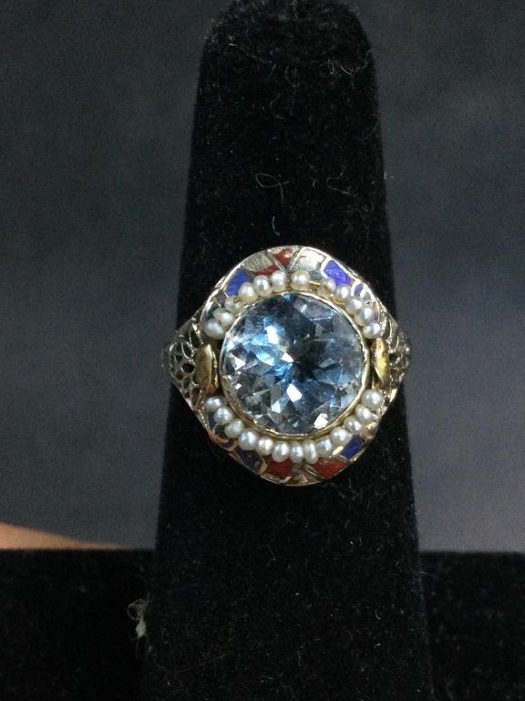 Lot 165: Victorian 14 kt Gold Ring Aquamarine Stone