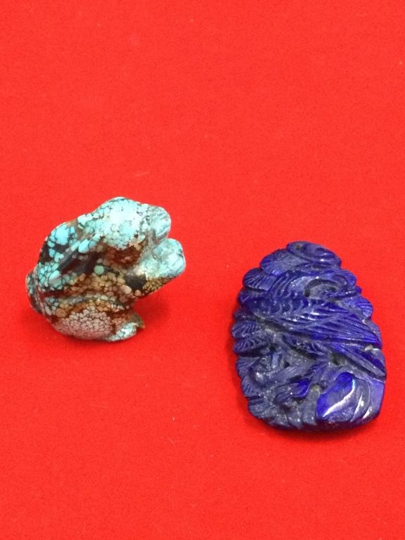 Lot 171: Carved Turquoise and Lapis