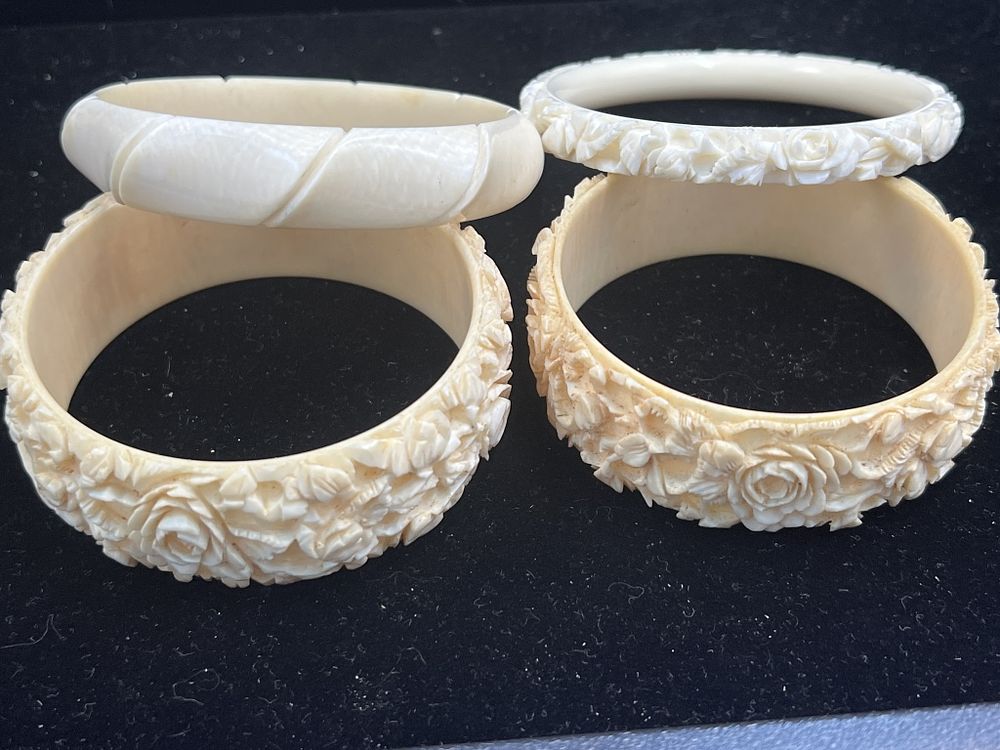 Lot 194: Vintage Carved Ivory Bangle Bracelet