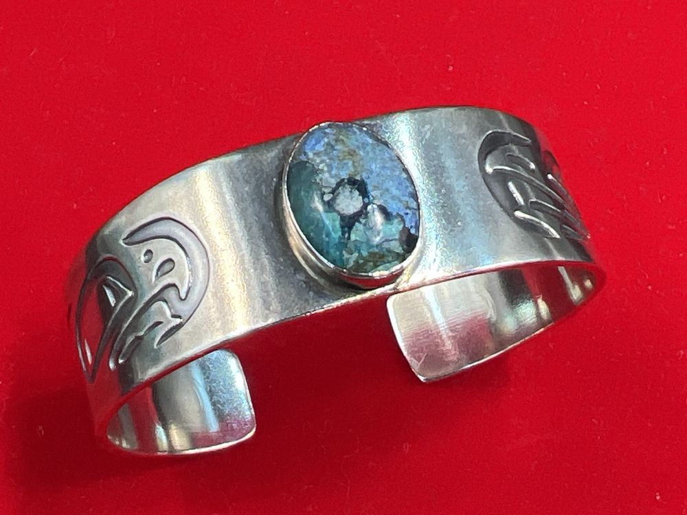 Lot 223: Navajo Silver Cuff Bracelet "Signed"