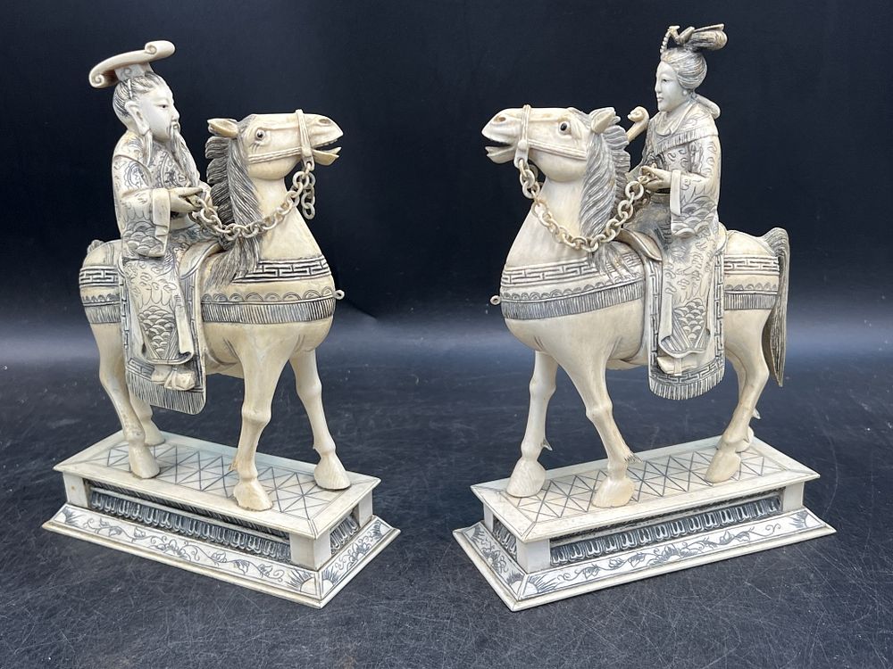 Lot 236: Carved Ivory Chinese Dynasty Royalty Horse Statue