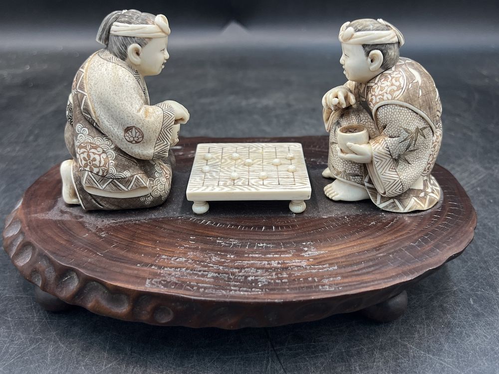 Lot 293: Ivory Figural Okimono Go Players Circa 1890