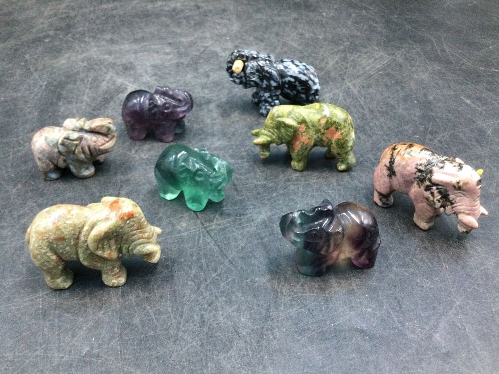 Lot 302: Carved Gemstone Elephants