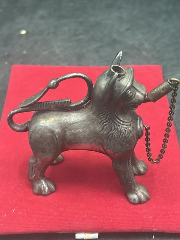 Lot 197: Vintage German Lion Oil Lamp